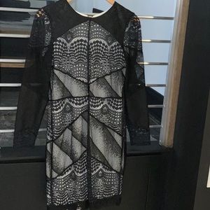 SOLD - Sandro black and white lace dress